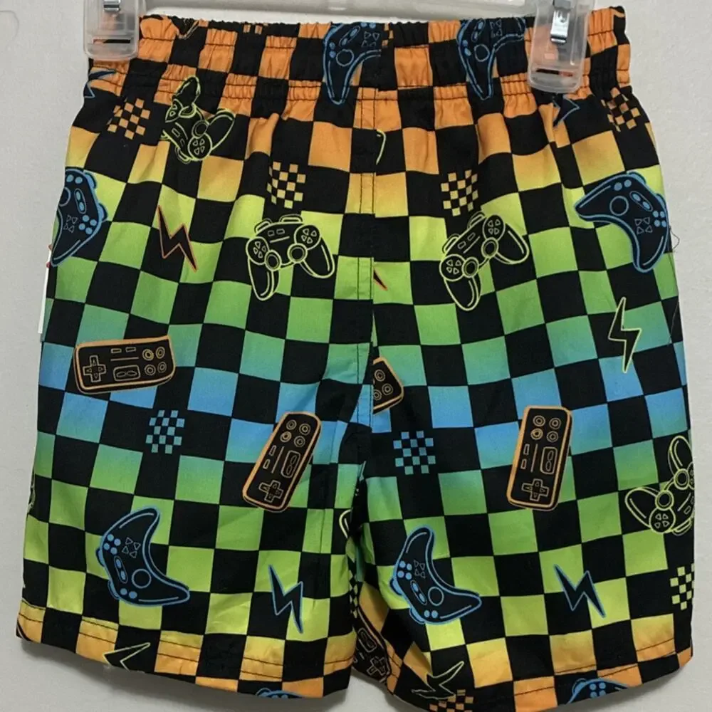 Swimming Trunks Boys Size 4 Gaming Multicolor Checkered